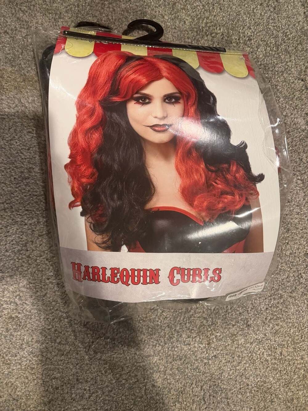 Spirit Halloween Harlequin Curls Wig Red Black